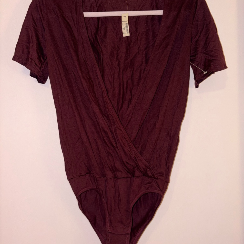 Madewell Deep Burgundy Wrap Bodysuit